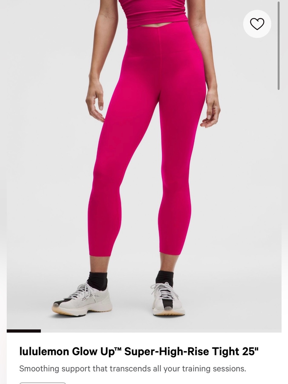 lululemon Glow Up Super-High-Rise Tight 25"  Passionate Pink size 10 NWT